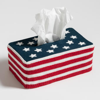 Kleenex box with American flag cover made with felt.