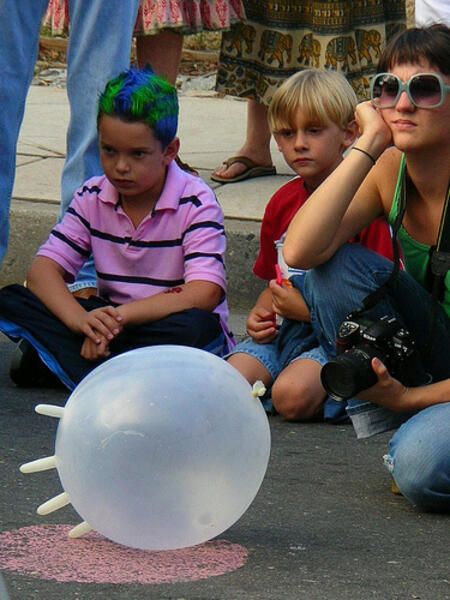 festival boredom with a glove balloon