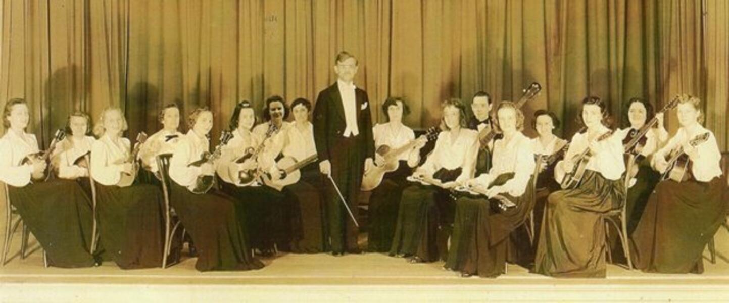 The Baltimore Orchestra, ca. 1940, with director Conrad Gebelein (standing center)