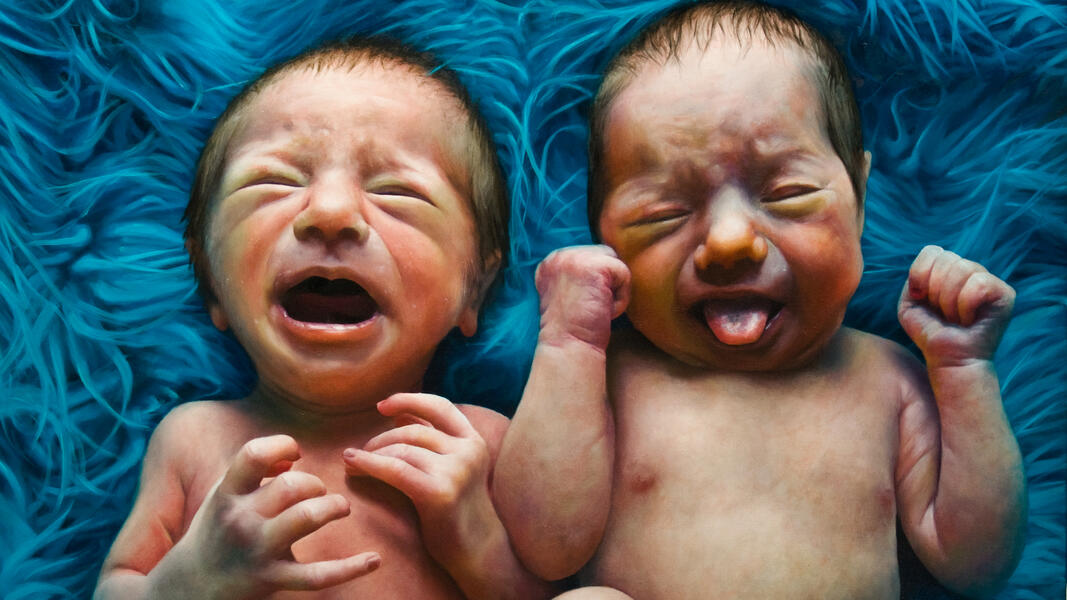 Naked Babies on a Furry Coat - detail