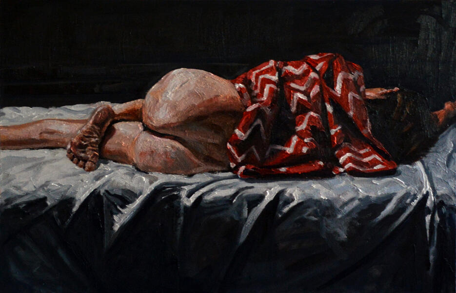 Female with a Red Blanket