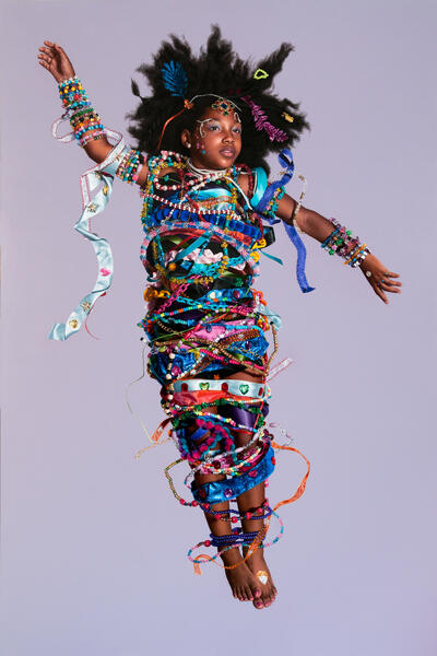 Girl Bound in Ribbons and Beads