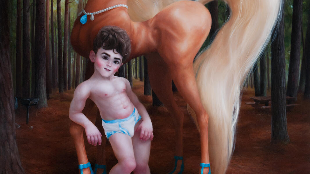 Little Boy Blue and His Comely Cremello - detail