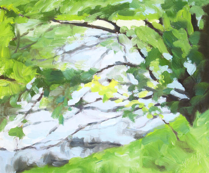 Tree by Pond, Violet