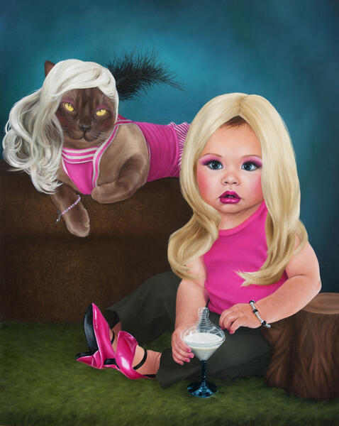 Portrait of Frau Kitty Meow Meow and Her Styled Child