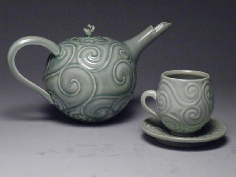 teapot and cup and saucer