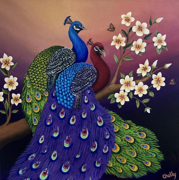 Elegance in Bloom III: Peacocks in Love