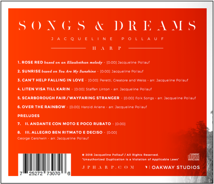 Songs and Dreams CD Back Cover